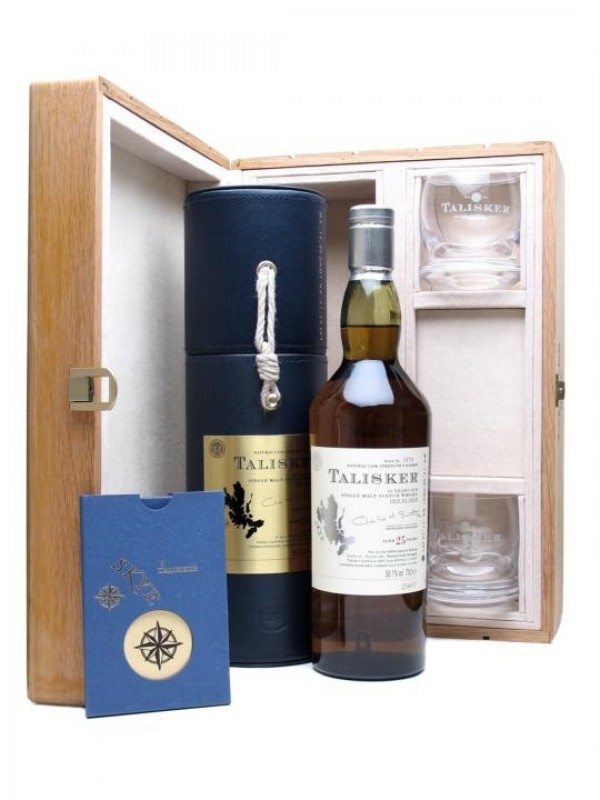 Talisker 25 Year Old Sea Chest Gift Pack 2 Glasses